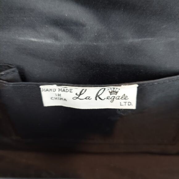 Vintage La Regale 50's Lunchbox Style Black Patent Leather Handbag Shoulder Bag - Picture 8 of 9